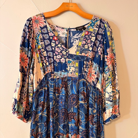 GiGio USA Women's Patchwork Floral Maxi Dress Bohemian Style Size S - Picture 3 of 10